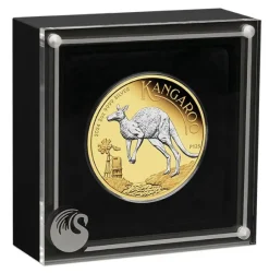 Känguru 2 Unzen Silber - Reverse Gilded - 2024 +Box +COA*