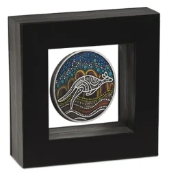Känguru Yongka 2 Unzen Siber farbig Antik 2023 + Box + COA*