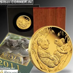 Koala 2 Unzen Gold Proof 2011 +Box +COA