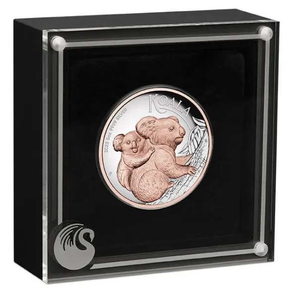 Koala 5 Unzen Silber High Relief Vergoldet 2023 +Box +COA *
