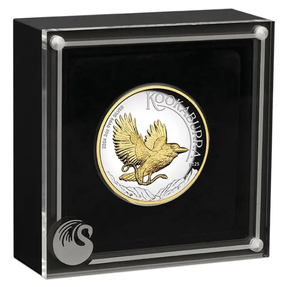 Kookaburra - High Relief - Gilded - 2 Unzen Silber 2024 +Box + CoA-*