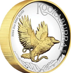 Kookaburra - High Relief - Gilded - 2 Unzen Silber 2024 +Box + CoA-*