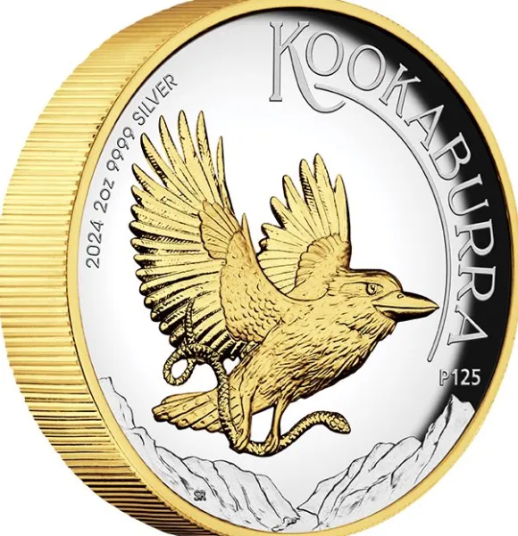 Kookaburra - High Relief - Gilded - 2 Unzen Silber 2024 +Box + CoA-*