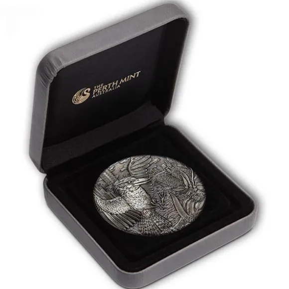 Kookaburra 2 Oz Silber High Relief - Antik Finish- 2018*