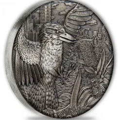 Kookaburra 2 Oz Silber High Relief - Antik Finish- 2018*