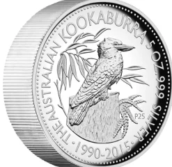 Kookaburra 25th Anniversary 5 Oz Silber High Relief 2015 +Box +COA*