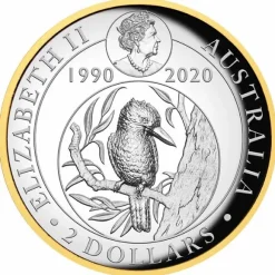 Kookaburra 2 Unzen Silber 2020 High Relief - Gilded - +Box*