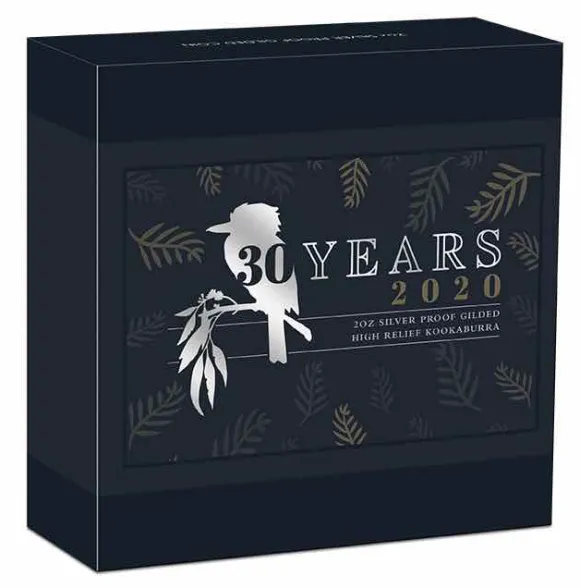 Kookaburra 2 Unzen Silber 2020 High Relief - Gilded - +Box*
