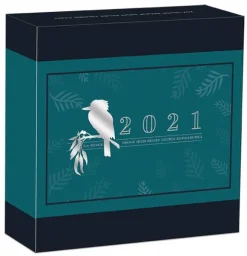 Kookaburra 2 Unzen Silber High Relief / Gilded 2021 +Box +COA*