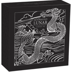 Lunar 3 - Drache- 1 Oz Silber High Relief Proof 2024 + Box + COA