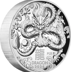 Lunar 3 - Drache- 1 Oz Silber High Relief Proof 2024 + Box + COA