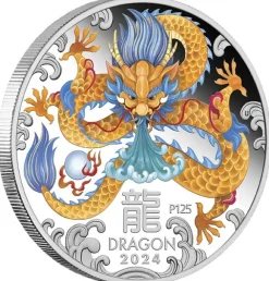 Lunar 3 - Drache - 1 Oz Silber Proof farbig +Box +COA*