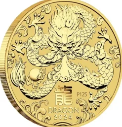 Lunar 3 - Drache - Ten-Coin Set 1/2 Oz Silber farbig / vergoldet 2024 + Box + Zertifikat*