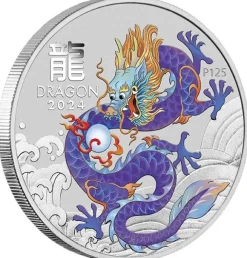 Lunar 3 - Drache - Ten-Coin Set 1/2 Oz Silber farbig / vergoldet 2024 + Box + Zertifikat*
