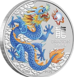 Lunar 3 - Drache - 1 Unze Silber - blau 2024*
