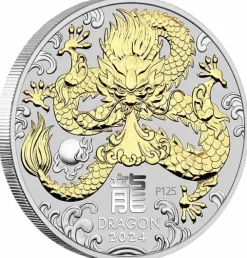 Lunar 3 - Drache - 1 Unze Silber - gilded - 2024 + Box + COA*