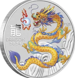 Lunar 3 - Drache - 1 Unze Sliber gelb 2024*