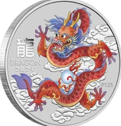 Lunar 3 - Drache - 1 Unze Sliber rot / red 2024*