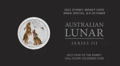 Lunar 3 - Hase - 1/4 Oz Silber farbig - Sydney Expo Special - 2023*