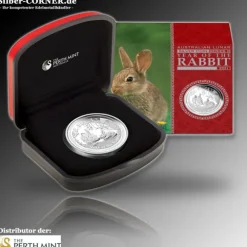 Lunar 2 - Hase - 1 Oz Silber Polierte Platte 2011 + Box + COA *