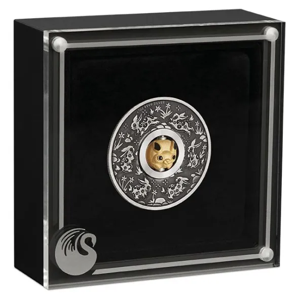 Lunar 3 - Hase - Rotating 1 Unze Silber Antik + Box +COE 2023