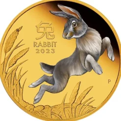 Lunar 3 - Hase - 1 Unze Gold Proof farbig + Box +COA