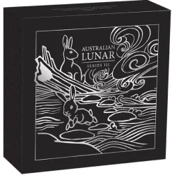 Lunar 3 - Hase - 2 Unzen Silber Antik + Box + COA*