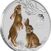 Lunar 3 - Hase - 1/2 Unze Silber farbig 2023