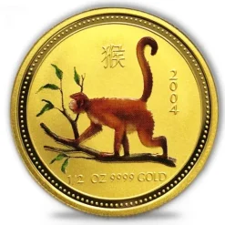 Lunar I Affe 1/2 Oz Gold farbig 2004