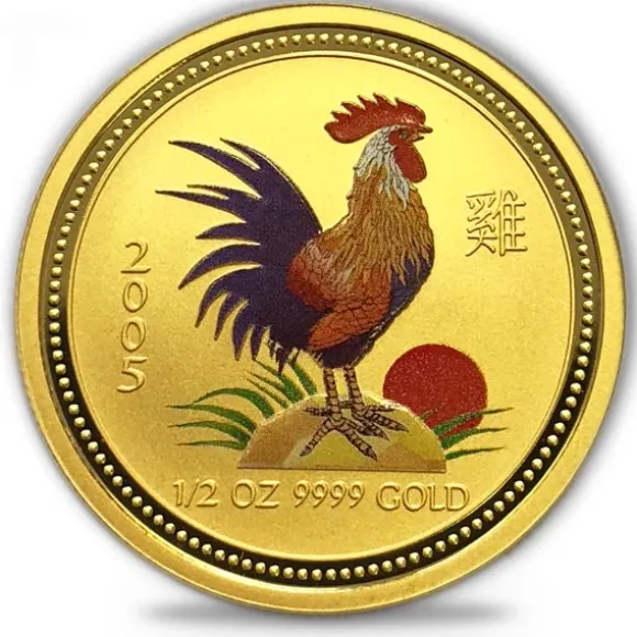 Lunar I Hahn 1/2 Oz Gold farbig 2005