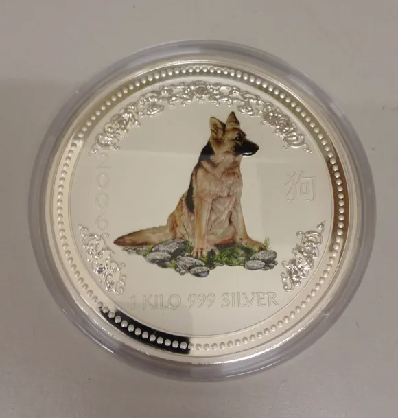 Lunar I - Hund - 5 Oz Silber farbig 2006*