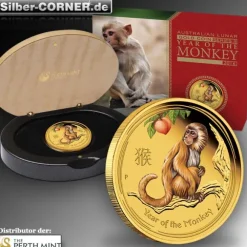 Lunar II - Affe - 1/10 Oz Gold Proof farbig + Box + COA