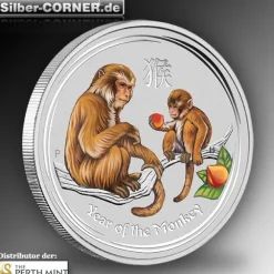 Lunar II Affe 1/2 Oz Silber farbig 2016*