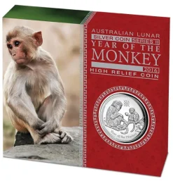 Lunar II Affe 1 Oz Silber High Relief 2016 *