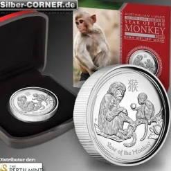 Lunar II Affe 1 Oz Silber High Relief 2016 *