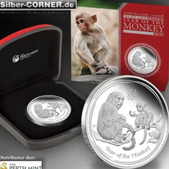 Lunar II Affe 1 Oz Silber Proof Coin+ Box + CoA 2016*