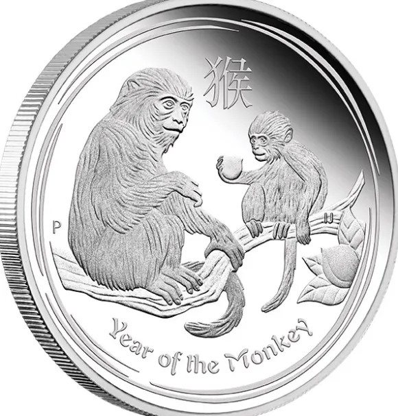 Lunar II Affe Typeset Silber 2016 +Box +COA*