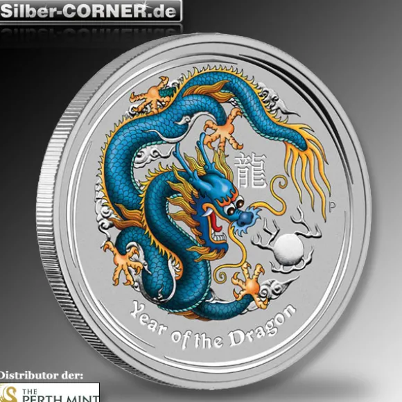 Lunar II Drache Blau 1 Oz Silber 2012*