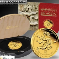 Lunar II Drache 1/10 Oz Proof Gold + Box + COA