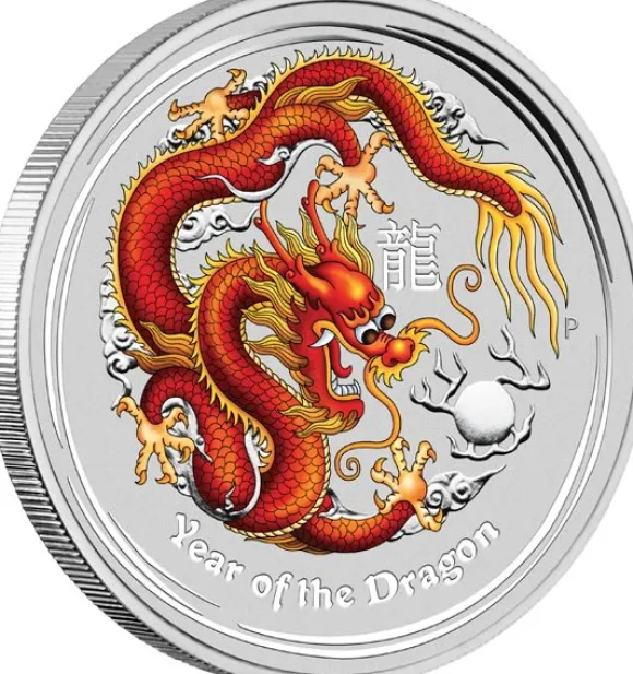 Lunar II Drache 5 Oz Silber farbig 2012*