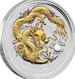 Lunar II - Drache - 1 Oz Silber gilded 2012 + Box + COA*