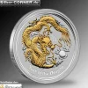 Lunar II Drache 1 Oz Silber gilded + COA ohne BOX *