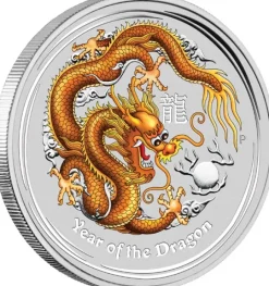Lunar II Drache 1 Oz Silber gold farbig 2012*