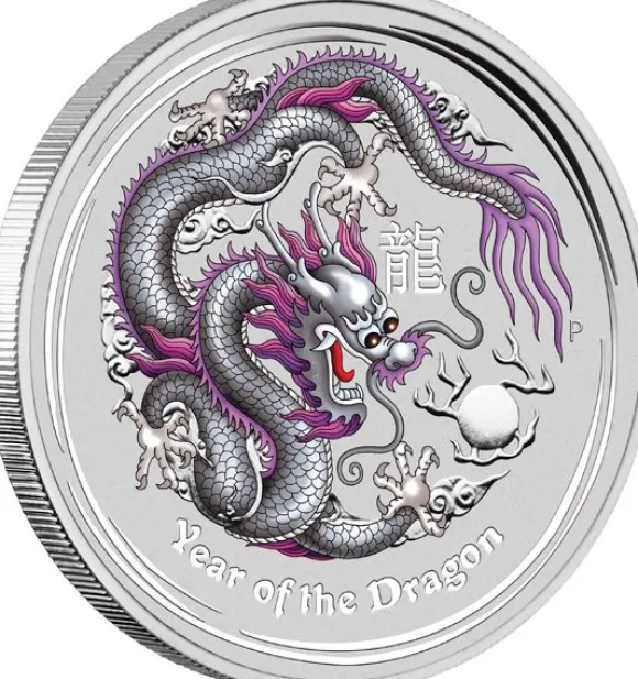 Lunar II Drache 1 Oz Silber silver farbig 2012*