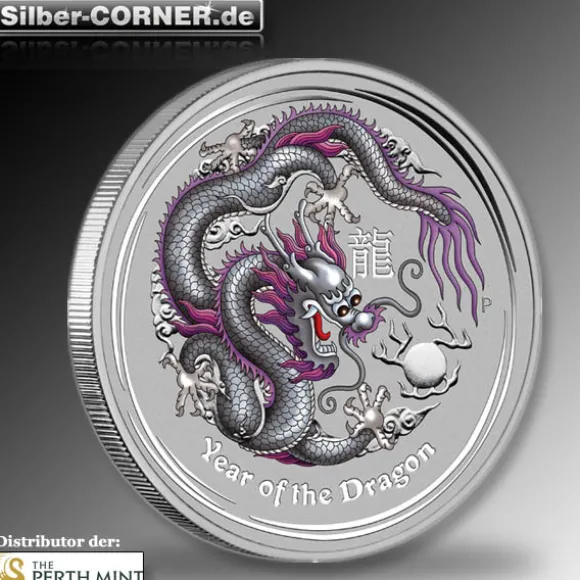 Lunar II Drache 1 Oz Silber silver farbig 2012*