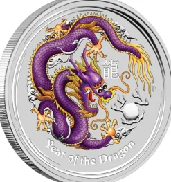 Lunar II Drache purple 1 Oz Silber 2012*