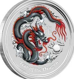 Lunar II Drache schwarz 1 Oz Silber 2012*