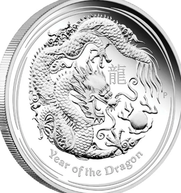 Lunar II - Drache - Typeset Silber 2012 +Box +COA*