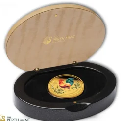 Lunar II - Hahn - 2017 1 Oz Gold Proof - farbig -