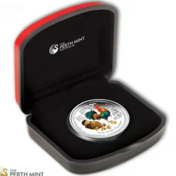 Lunar II - Hahn - 1 Oz Silber Proof farbig 2017 +Box +COA*